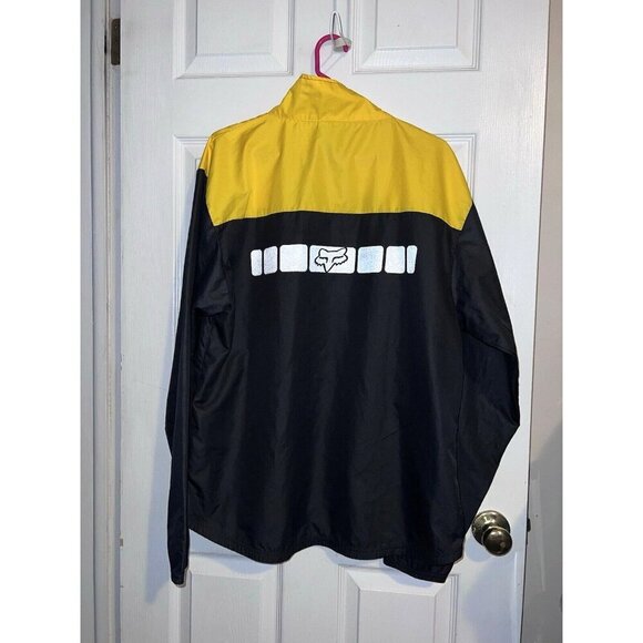 Vintage FOX Windbreaker Jacket Men’s Black Yellow Polyester Sz XL Reflective - Picture 8 of 9